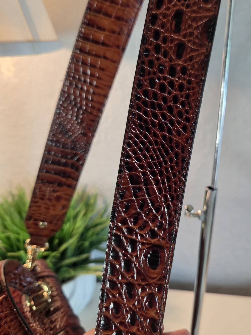 Brahmin Gabriella Satchel Pecan Melbourne Croc Embossed Accordion Bag - Picture 11 of 15